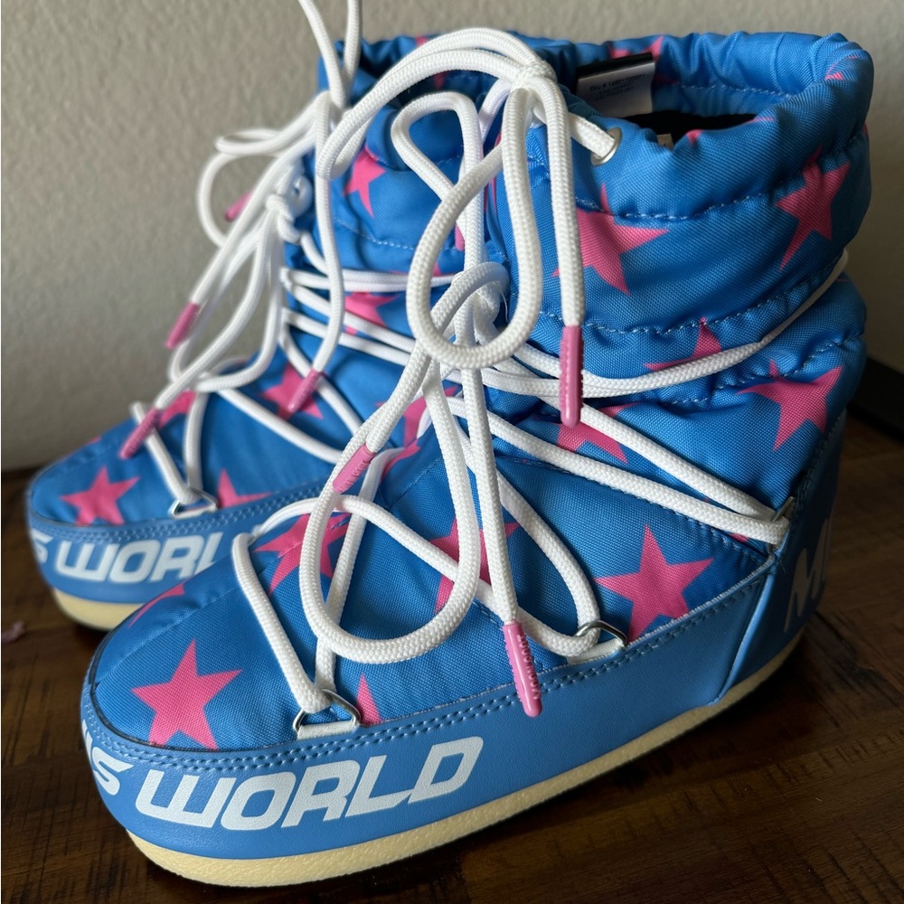 Moon Boot Stars Low Snow Boots Moon Boot Icon Light Low Blue Stars Print Boots